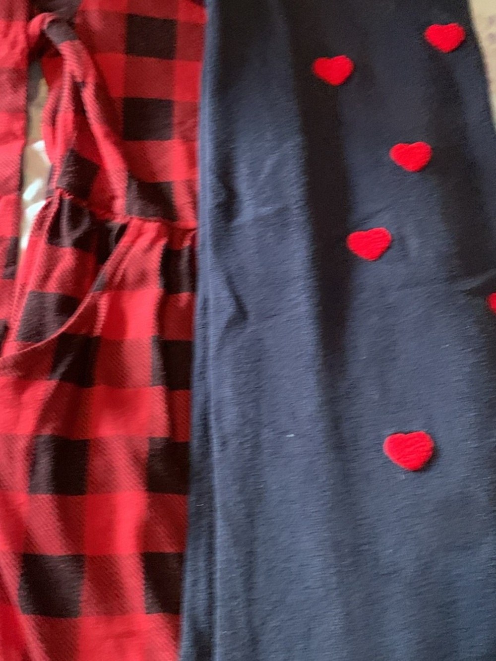 Red Buffalo Plaid & Navy Dress with Red Heart Appliqués